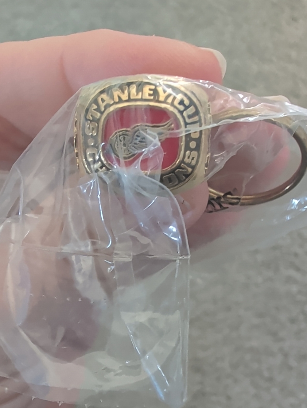 Gold-Tone Red Enamel Stanley Cup Key & Card Holder
